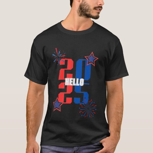 HELLO 2025 Red and blue T-shirt (Framsida)