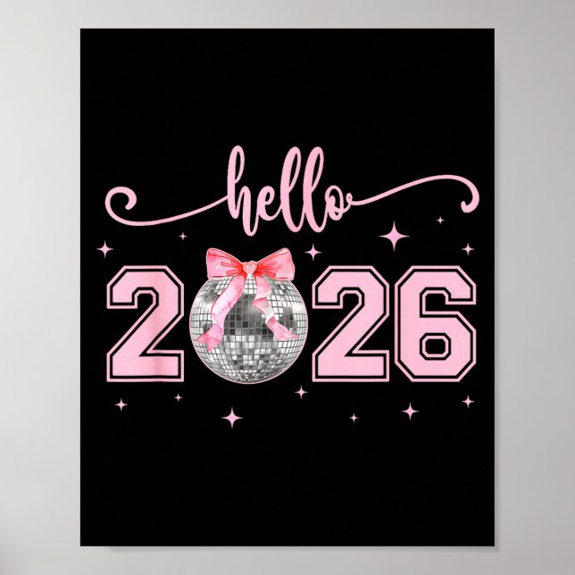 Hello 2026 Cute Nk Bow 2026 New Year's Eve Party  Poster (Framsidan)