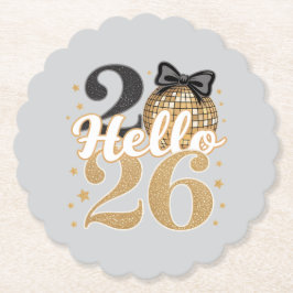 Hello 2026 Disco Ball Celebration Underlägg Papper