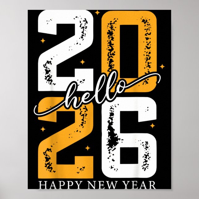 Hello 2026 Happy New Year 2026 New Year's Eve Part Poster (Framsidan)