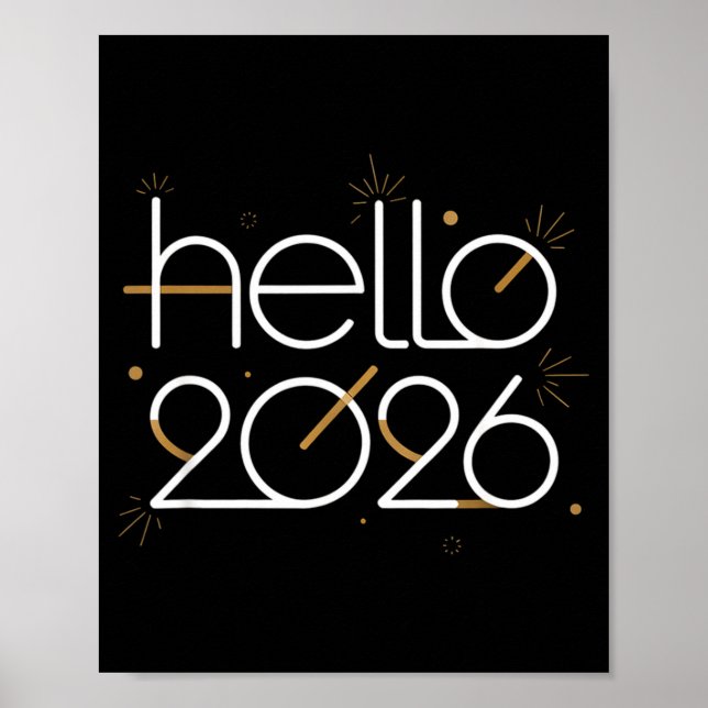 Hello 2026 Happy New Year Fireworks Celebration  Poster (Framsidan)