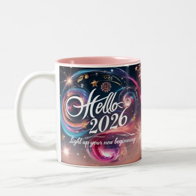 Hello 2026 Kosmisk Virvel Fyrverkeri Två-Tons Mugg (Vänster)