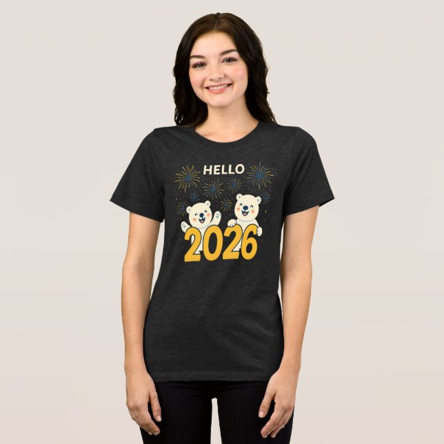 Hello 2026 Polar Bears Women’s New Year T-Shirt (Framsida Full)