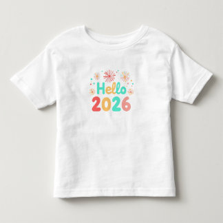Hello 2026 Toddlert-shirt för flickor | Söt nyårss T Shirt