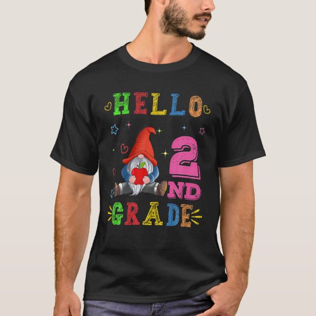 Hello 2Nd Grade Gnome Back To School T Shirt (Framsida)