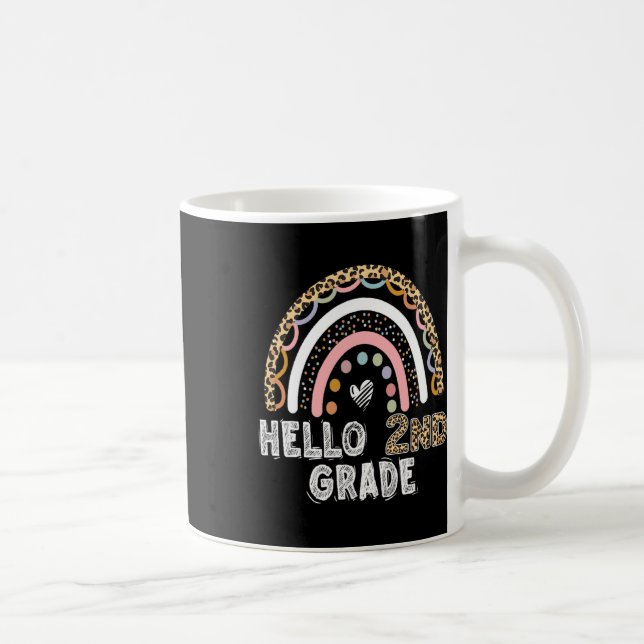 Hello 2nd Grade Leopard Rainbow Byck To School Tea Kaffemugg (Höger)