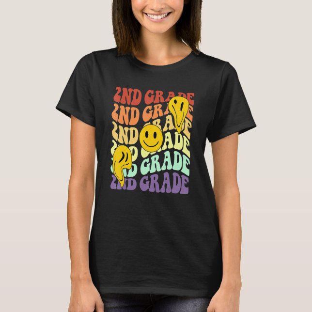 Hello 2nd Second Grade Teacher Back To School Retr T Shirt (Framsida)