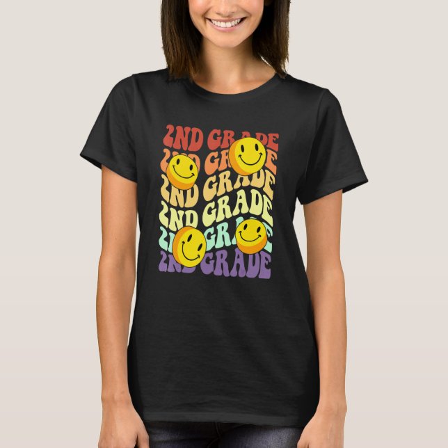 Hello 2nd Second Grade Teacher Back To School Retr T Shirt (Framsida)