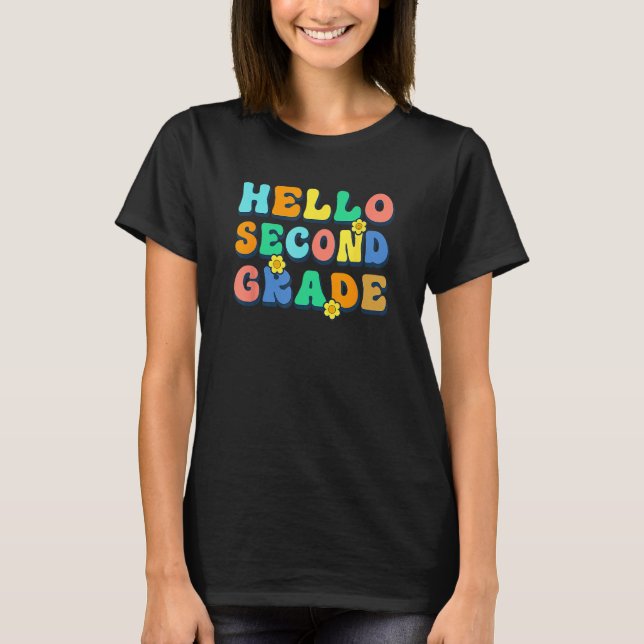 Hello 2nd Second Grade Teacher Kids Back To School T Shirt (Framsida)