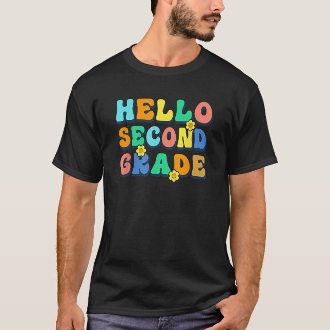 Hello 2nd Second Grade Teacher Kids Back To School T Shirt (Framsida)