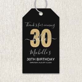 Hello 30! Funny 30th birthday with Golden glitter Presentetikett