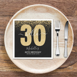 Hello 30! modern 30th birthday with Golden glitter Pappersservett