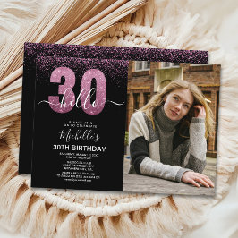 Hello 30 years - Modern Birthday with photo Inbjudningar