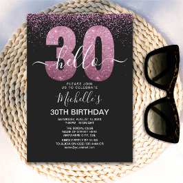 Hello 30 years modern birthday with photo inbjudningar