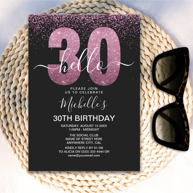 Hello 30 years modern birthday with photo inbjudningar (Skapare uppladdad)
