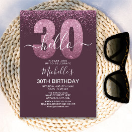 Hello 30 years modern birthday with photo inbjudningar
