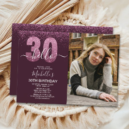 Hello 30 years - Modern Birthday with photo Inbjudningar
