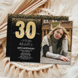 Hello 30 years - Modern Birthday with photo Inbjudningar