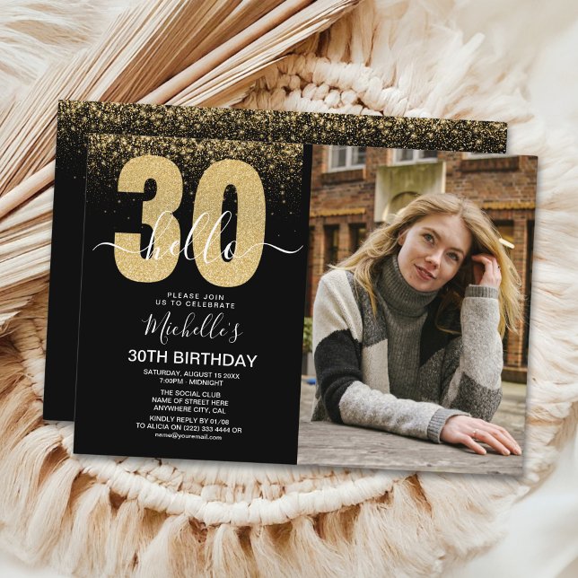 Hello 30 years - Modern Birthday with photo Inbjudningar (Skapare uppladdad)