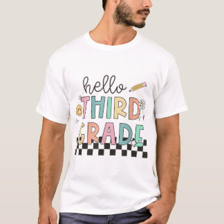 Hello 3Rd Grade Back To School Pencil Teacher Kids T Shirt