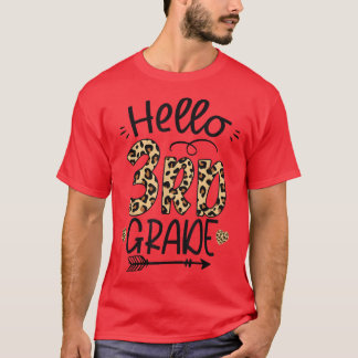 Hello 3rd Grade Leopard Teacher Students Back To S T Shirt
