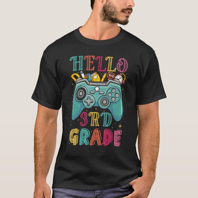 Hello 3rd Grade Rainbow Teachers Kids Back to Scho T Shirt (Framsida)