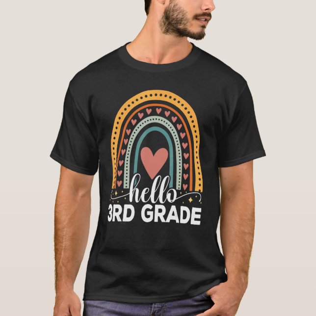 Hello 3rd Grade Rainbow Teachers Kids Back to Scho T Shirt (Framsida)