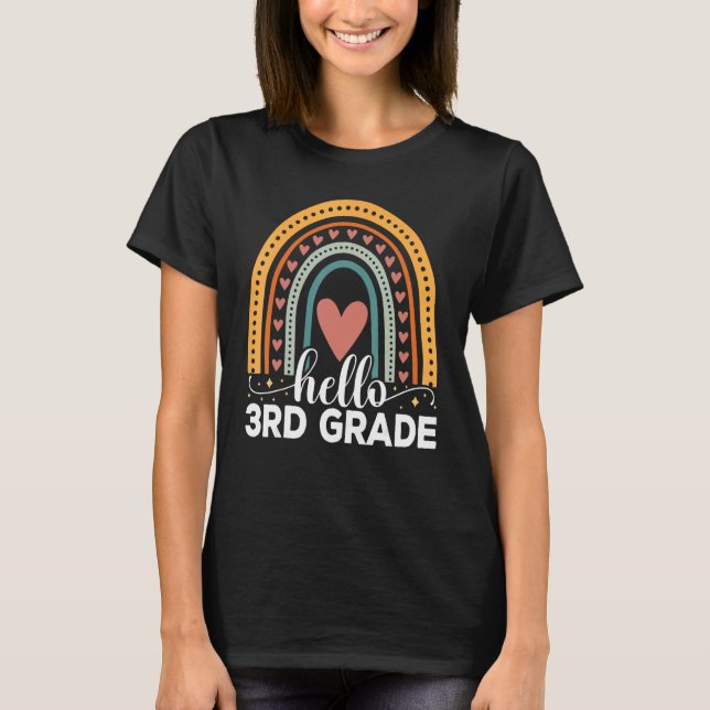 Hello 3rd Grade Rainbow Teachers Kids Back to Scho T Shirt (Framsida)