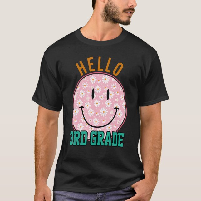 Hello 3rd Grade Rainbow Teachers Kids Back to Scho T Shirt (Framsida)
