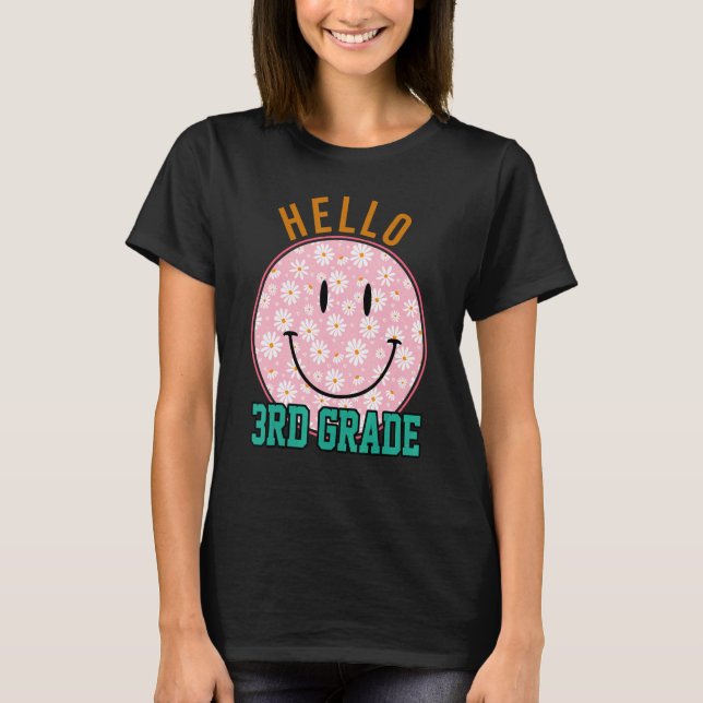 Hello 3rd Grade Rainbow Teachers Kids Back to Scho T Shirt (Framsida)