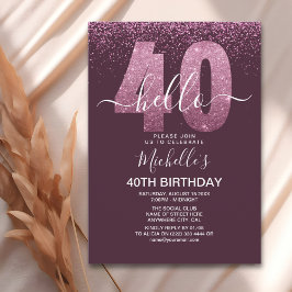 Hello 40 years modern birthday with photo inbjudningar