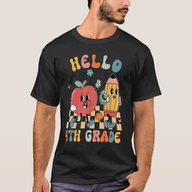 Hello 4th Grade Back To School Teacher Students Ki T Shirt (Framsida)