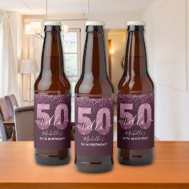 Hello 50! -Elegant Birthday 50th Women's Ölflaska Etikett