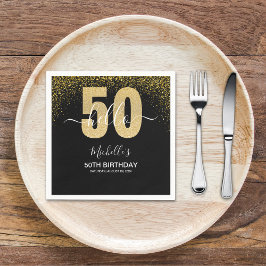 Hello 50! - Modern 50th Birthday with Gold glitter Pappersservett