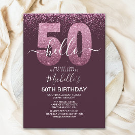 Hello 50 - Modern 50th birthday Women's Inbjudningar