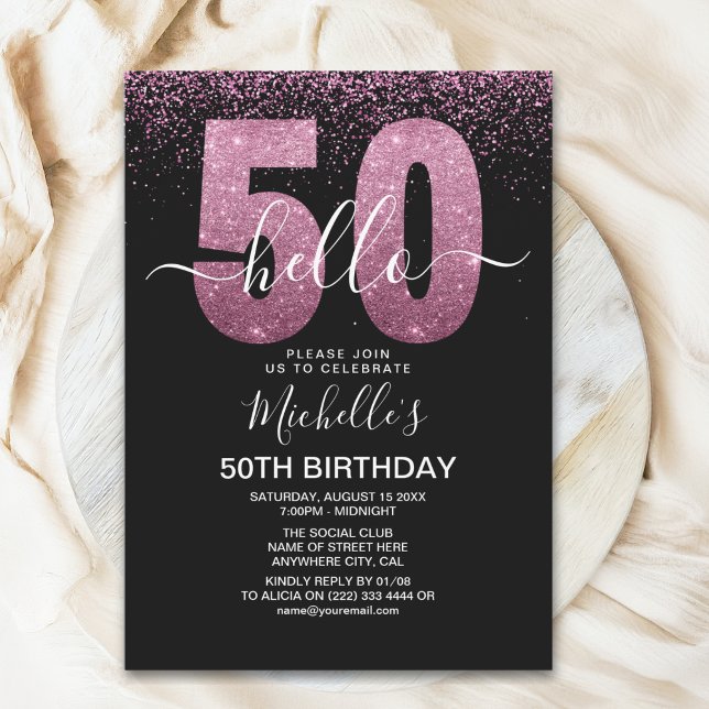 Hello 50 - Modern 50th birthday Women's Inbjudningar (Skapare uppladdad)