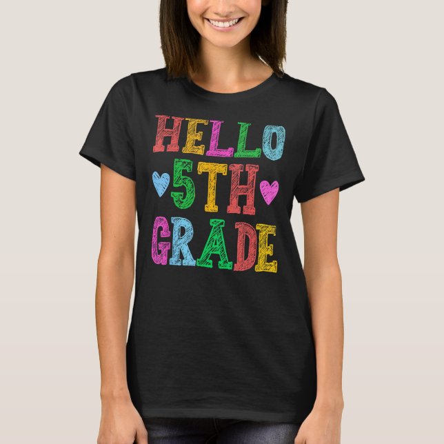 Hello 5th Grade Leopard Squad Back To School Teach T Shirt (Framsida)