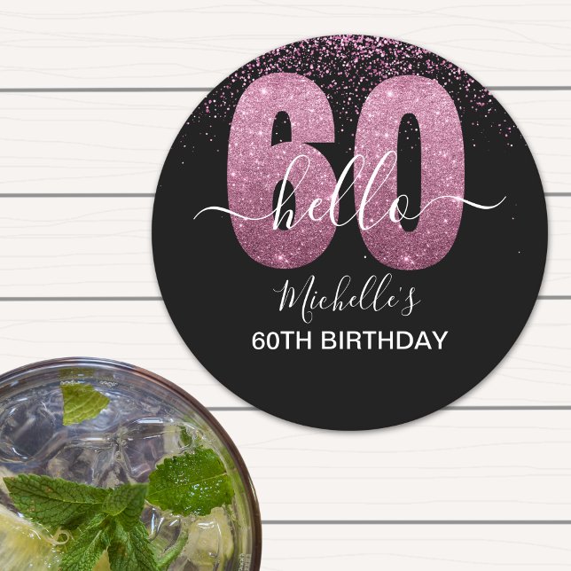 Hello 60! - Modern 60th Birthday Woman Underlägg Papper Rund (Skapare uppladdad)