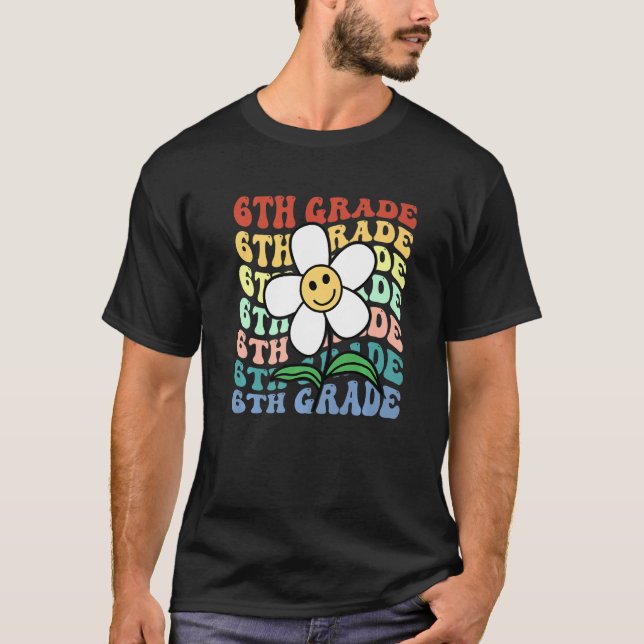 Hello 6th Sixth Grade Teacher Back To School Retro T Shirt (Framsida)