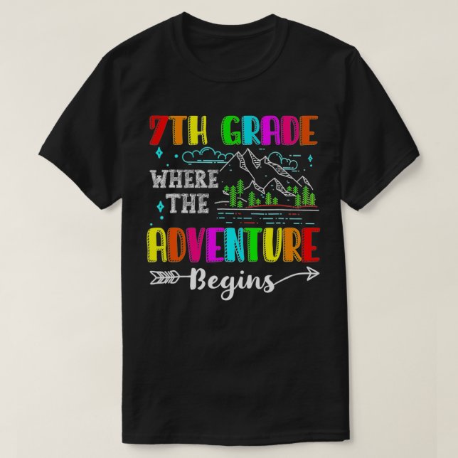 Hello 7th Grade Where the Adventure Begins Back to T Shirt (Design framsida)