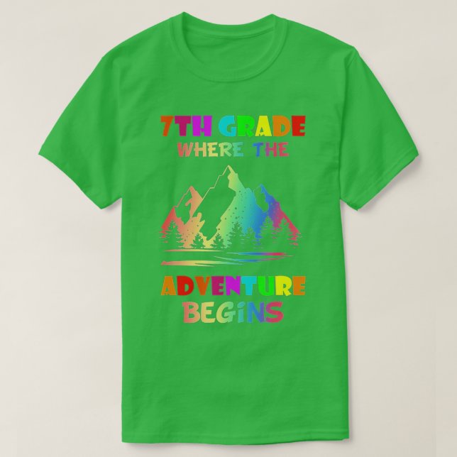 Hello 7th Grade Where the Adventure Begins Back to T Shirt (Design framsida)