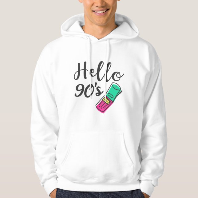 Hello 90s Cellphone Hoodie (Framsida)