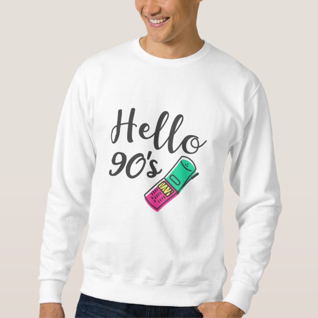 Hello 90s Cellphone Lång Ärmad Tröja (Framsida)