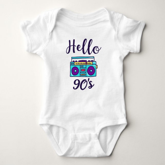 Hello 90s radio cassette recorder t shirt (Framsida)