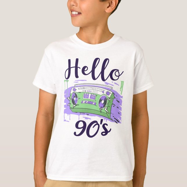 Hello 90s radio cassette recorder t shirt (Framsida)