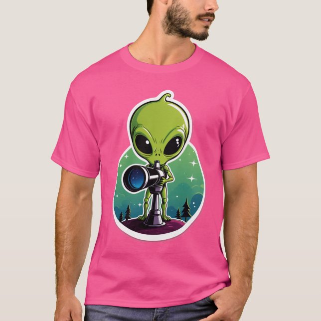 Hello...? Anyone There? – Alien Searching Sticker T Shirt (Framsida)