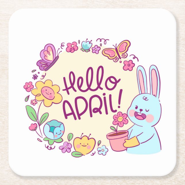 Hello april underlägg papper kvadrat (Framsidan)
