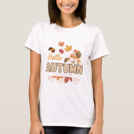 Hello Autumn – Cute Hedgehog & Fall Desig T Shirt