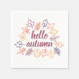 Hello Autumn Fall Floral Typography Modern Pappersservett
