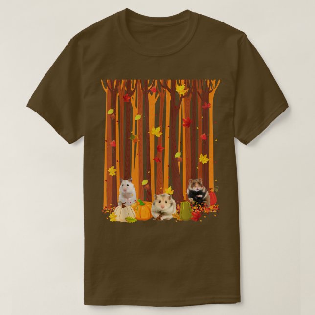 Hello Autumn Hamster Maple Leaf Fall Pumpkin Mens  T Shirt (Design framsida)